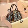 Vintage Carriage Print Blue PVC Shell Bag | Women Detachable Strap Crossbody Shoulder Purse